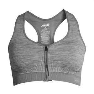 Avia Heathered Gray Zip-Front Sports Bra